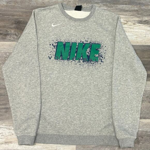 Nike Volleyball Heather Gray Mens S Center Logo Brush Fleece Pullover Sweatshirt - Picture 2 of 10